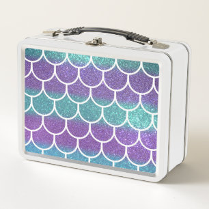 Lunch Box Turquoise Motif Parties scintillant  violet Sirène