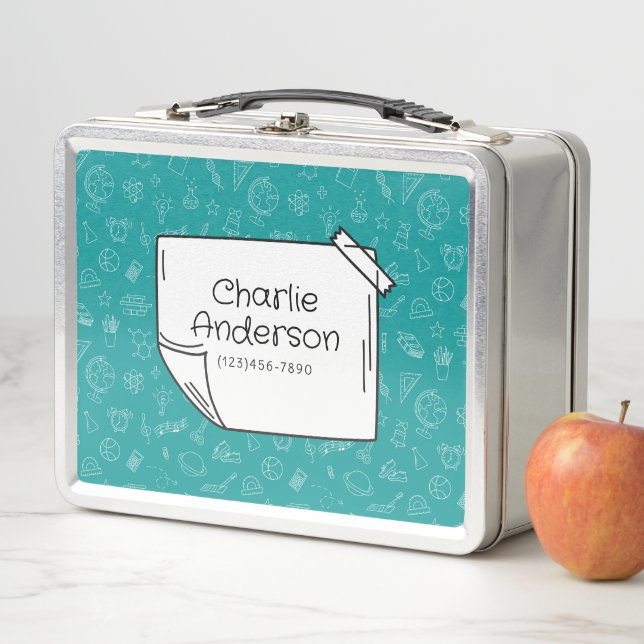 Lunch Box Turquoise Retour À L'École Icônes Boîte À Déjeuner (En situation)