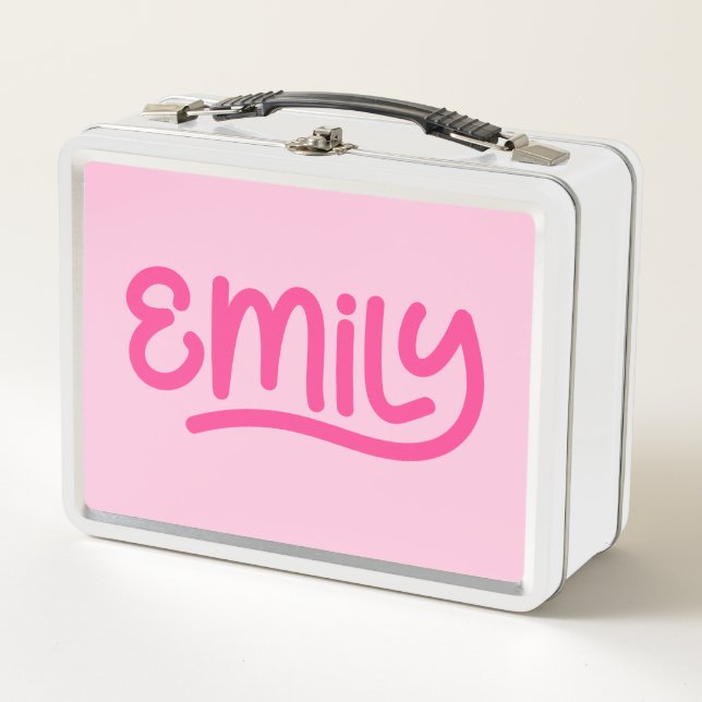 Lunch Box Typographie de l'écriture manuscrite mignonne rose (Devant)