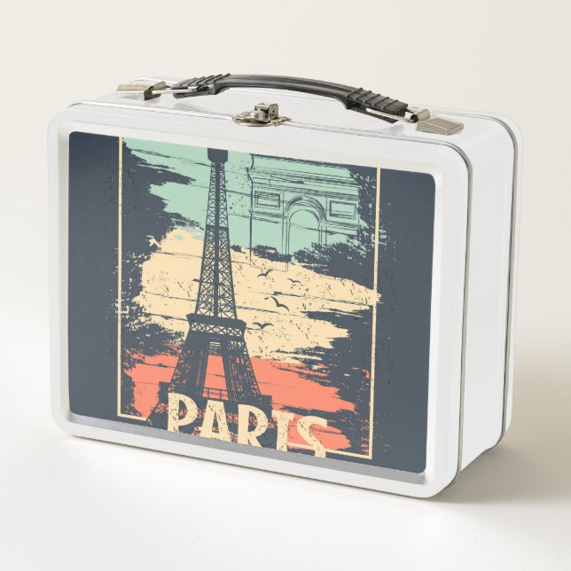 Lunch Box Typographie parisienne : affiche Eiffel abstraite. (Devant)