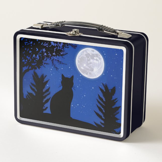 Lunch Box Un chat qui regarde à la Pleine lune (Devant)