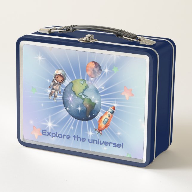 Lunch Box Un Petit Astronaut Cute Explorant L'Espace (Devant)