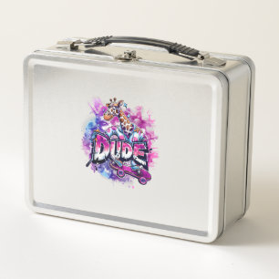 Lunch Box Une Girafe Portant Un Pyjama Et Montant Un Skatebo