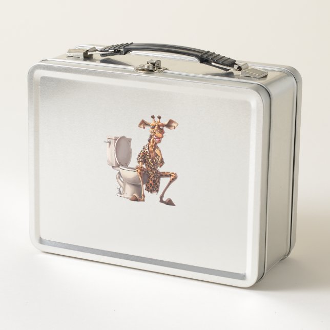 Lunch Box Une Mignonne Girafe En Pyjamas Assis Sur Des Toile (Devant)