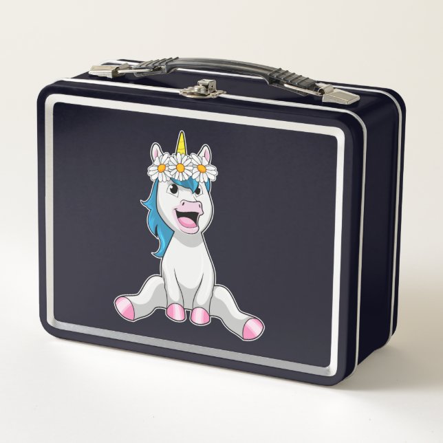 Lunch Box Unicorn avec Flowers Daisy (Devant)