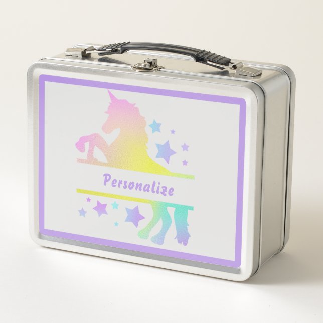 Lunch Box Unicorn Joli Pastel couleurs Personnalisé (Devant)