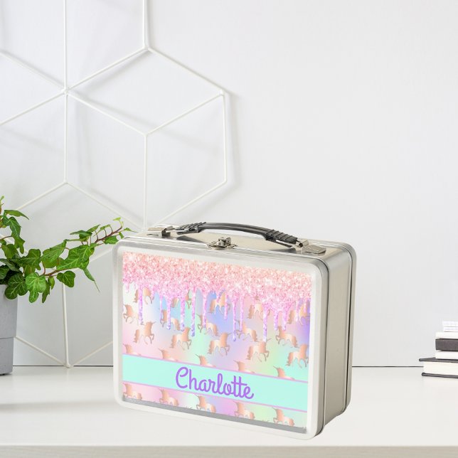 Lunch Box Unicorn rose parties scintillant goutte arc-en-cie (Créateur téléchargé)