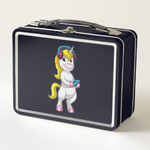 Lunch Box Unicorne à l'écoute de musique avec casque