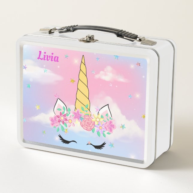 Lunch Box Unicorne Boîte à lunch métallique personnalisée (Devant)