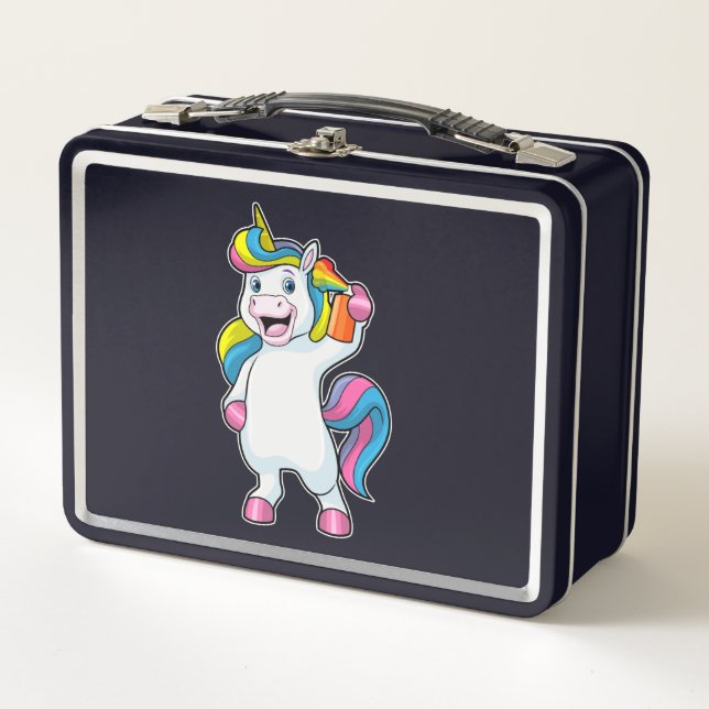 Lunch Box Unicorne comme coiffeur avec aérosol (Devant)