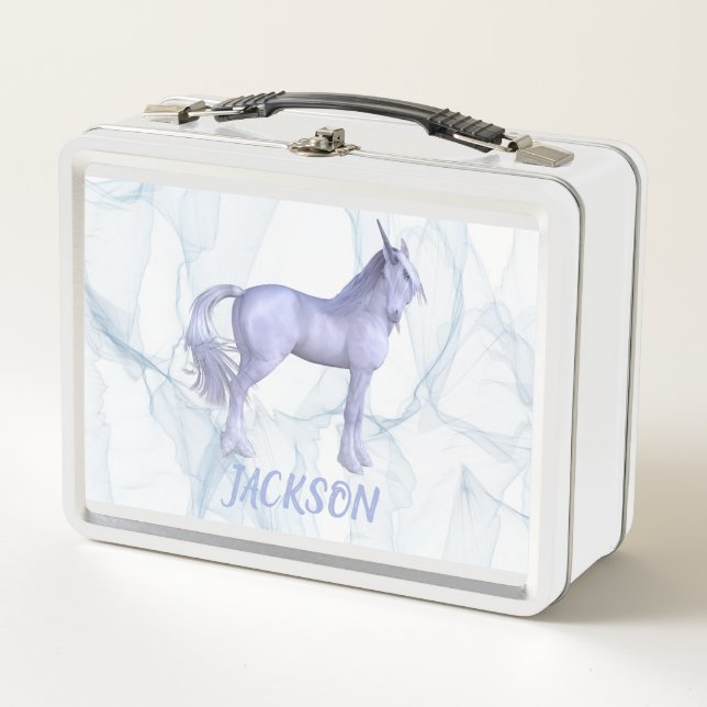 Lunch Box Unicorne d'argent bleu (Devant)