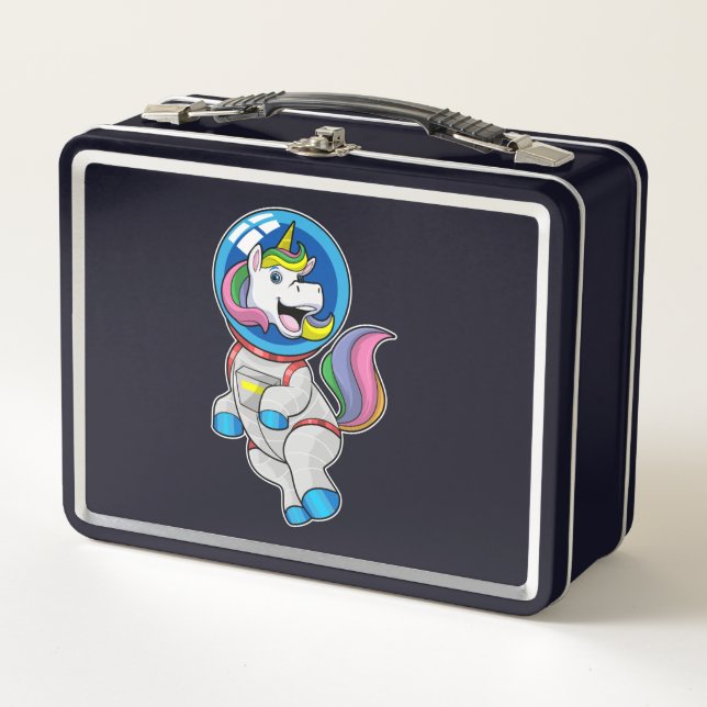 Lunch Box Unicorne en tant qu'astronaute dans l'espace (Devant)