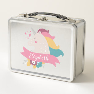 Lunch Box Unicorne lunaire Floral Personnalisé