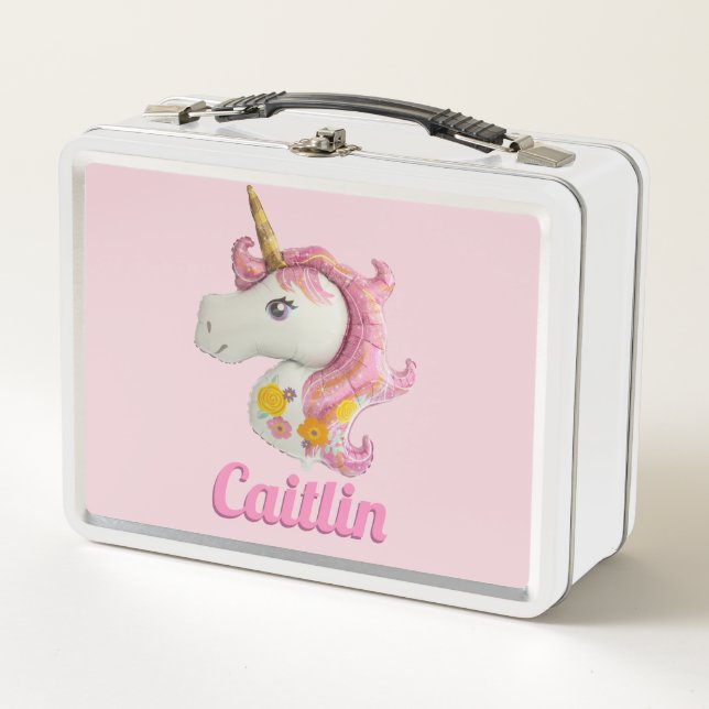 Lunch Box Unicorne rose personnalisée (Devant)