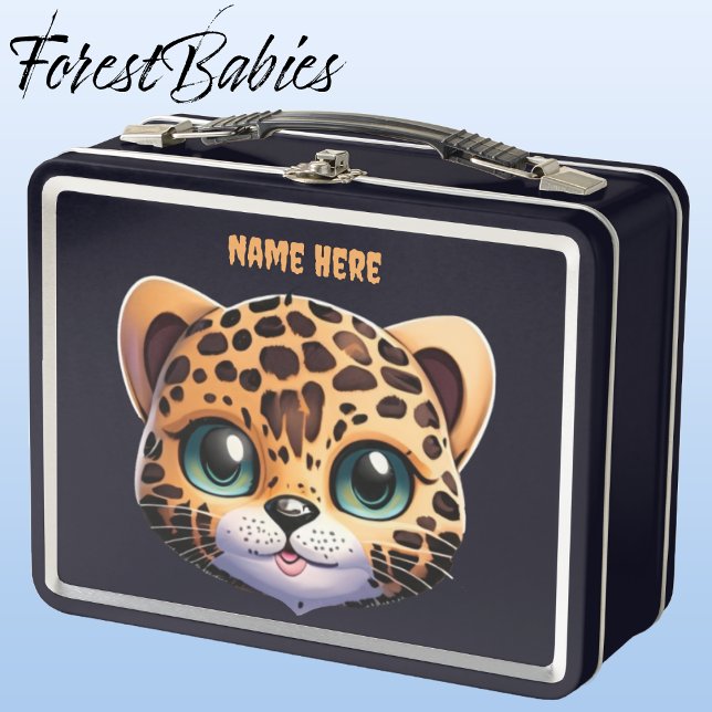 Lunch Box Unique Wildlife Leopard kitty cat dessin graphique (Leopard, Black ForestBabies Lunch Box)
