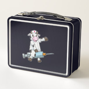 Lunch Box Vache comme infirmière avec coeur et seringue