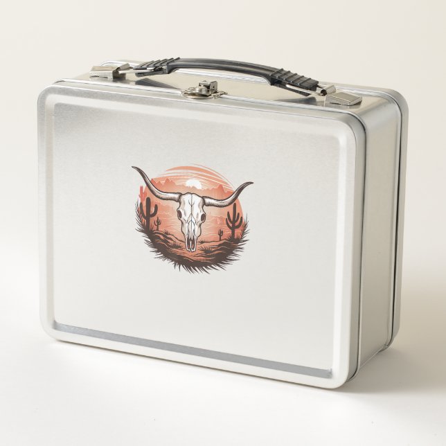Lunch Box Vache Crâne western cowboy rodéo (Devant)