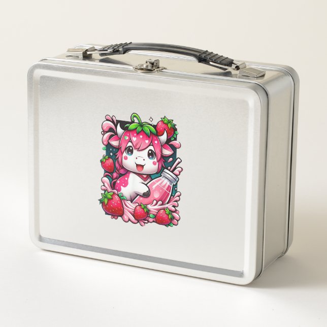 Lunch Box Vache de fraise Kawaii Anime Lait de fraise (Devant)