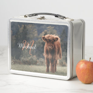 Lunch Box Vache de Highland calvaire herbe d'automne monogra