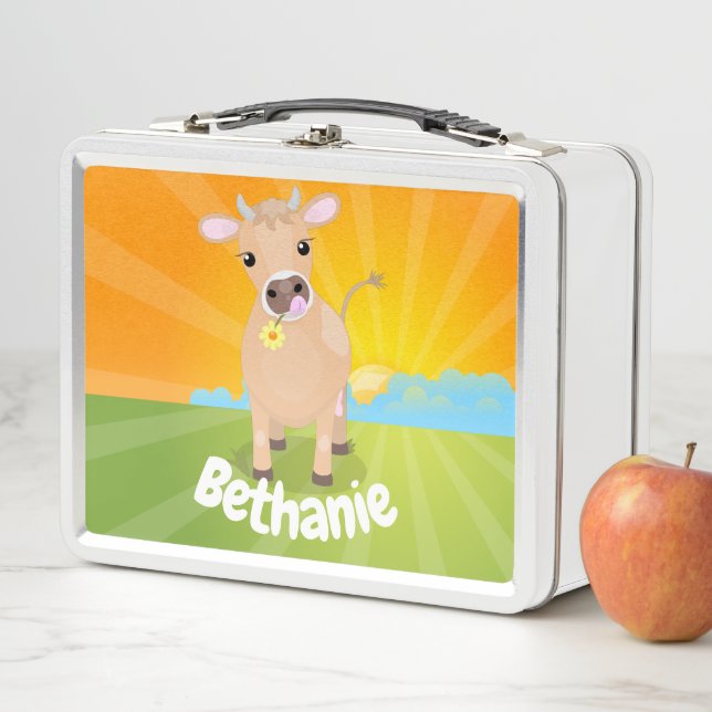 Lunch Box Vache de jersey et fleur de dessin animé mignon et (En situation)