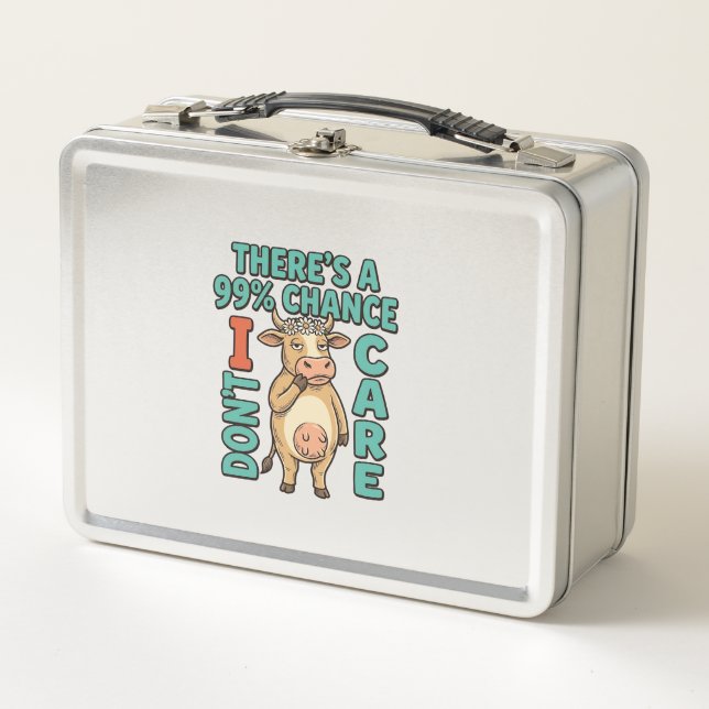 Lunch Box Vache drôle 99% de chance que je m'en fiche Graphi (Devant)