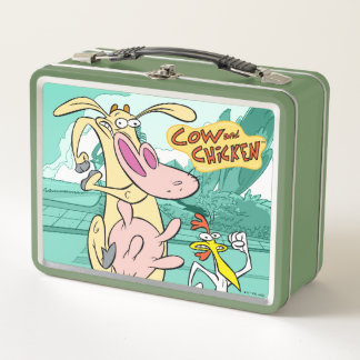 Lunch Box Vache et poulet à courir graphique