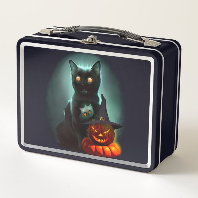 Lunch Box Vampire Chat et Assistant Citrouille Halloween Sur (Devant)