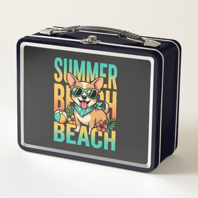 Lunch Box Vecteur de vacances de chien de plage d'été (Devant)