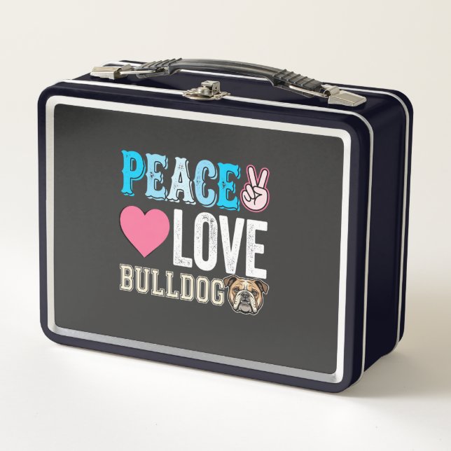 Lunch Box Vecteur Peace Love Bouledogue (Devant)