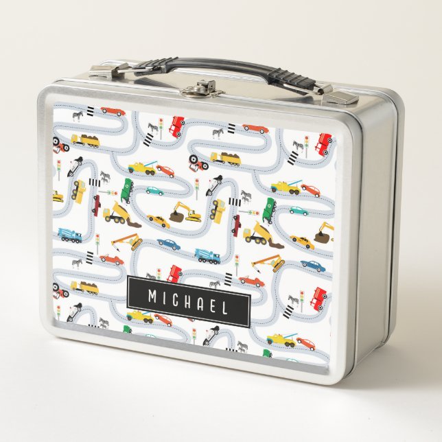 Lunch Box Véhicules de transport Voitures et Camions Trafic  (Devant)