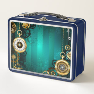 Lunch Box Veille bijoux Steampunk sur un Arrière - plan vert