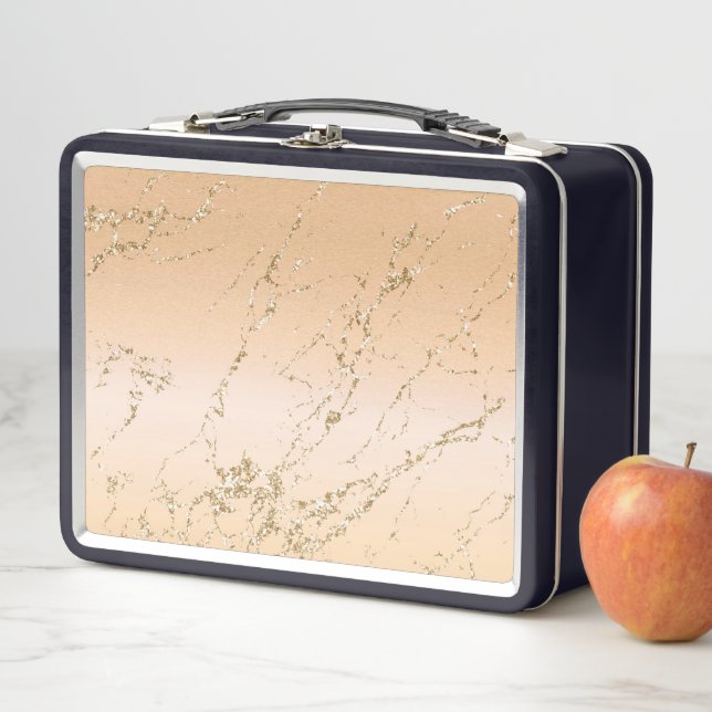 Lunch Box Veines de marbre luxueuses Chic Brun clair Deluxe (En situation)