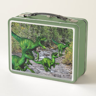 Lunch Box Velociraptors par un ruisseau de montagne