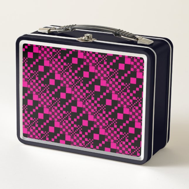 Lunch Box Vérifié, Chèques - Magenta et Noir (Devant)