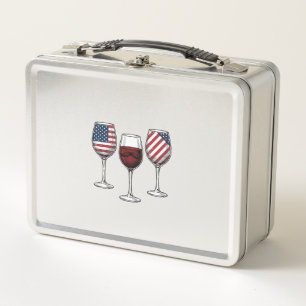 Lunch Box Verres à vin patriotiques dessin de t-shirt vector