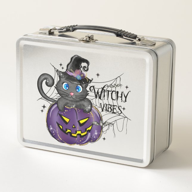 Lunch Box Vibes de cuisine - Chat noir sur Jack-O-Lantern vi (Devant)