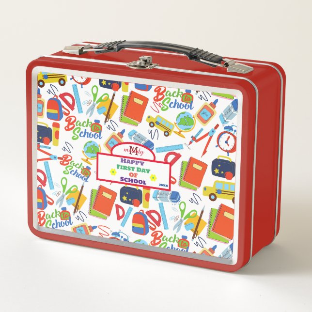 Lunch Box Vibrant personnalisable Retour au Motif scolaire (Devant)