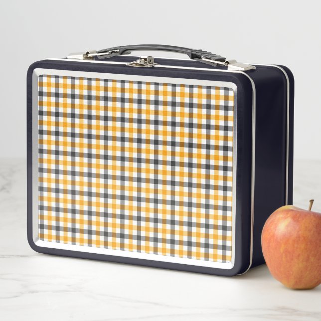 Lunch Box Vichy jaune noir et blanc (En situation)