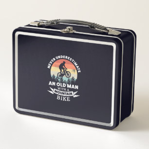 Lunch Box vieil homme avec un vélo de montagne