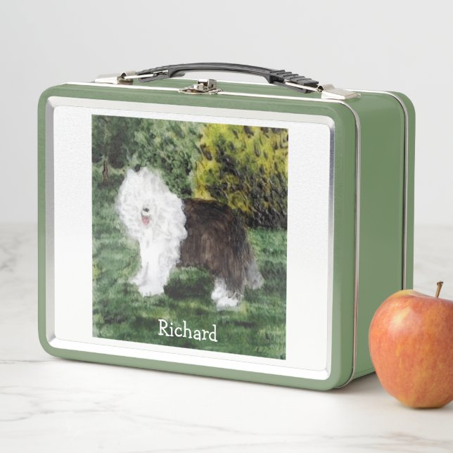 Lunch Box Vieux Anglais Peinture Sheepdog Personnalisée (En situation)