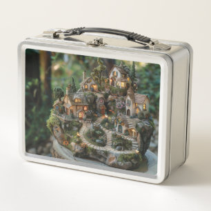 Lunch Box Village de Gnome sur un tronc d'arbre