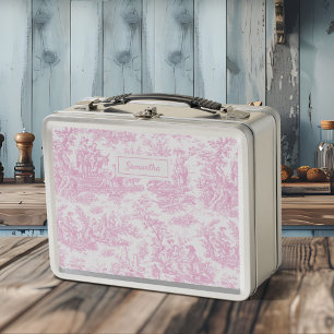 Lunch Box Vintage bébé rose toile de jouy imprimé
