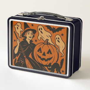 Lunch Box Vintage, classique sorcière d'Halloween, fantôme &
