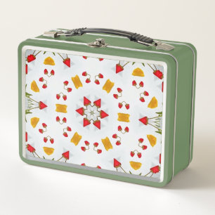 Lunch Box Vintage de fleurs du milieu du siècle atomique