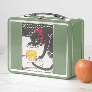 Lunch Box Vintage Japanese Beer Cat Art Goyo Retro