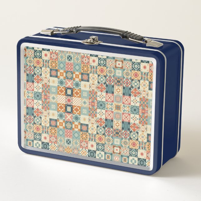 Lunch Box Vintage, patchwork, paré (Devant)