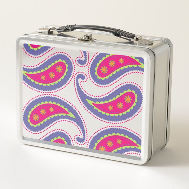 Lunch Box Violet et Rose Paisley (Devant)