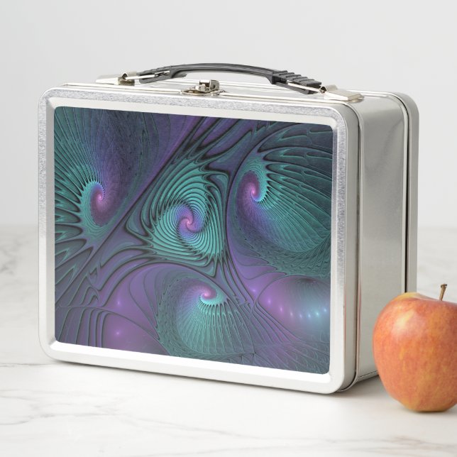 Lunch Box Violet rencontre Turquoise moderne art fractal abs (En situation)