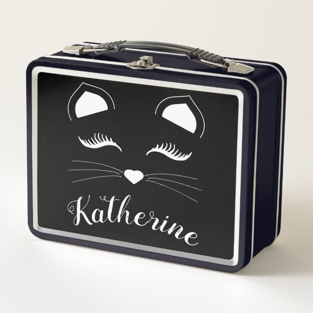Lunch Box Visage de chat noir et blanc (Devant)