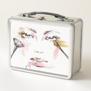 Lunch Box Visage de maquillage d'aquarelle